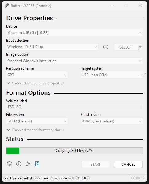 Rufus Progress Bar